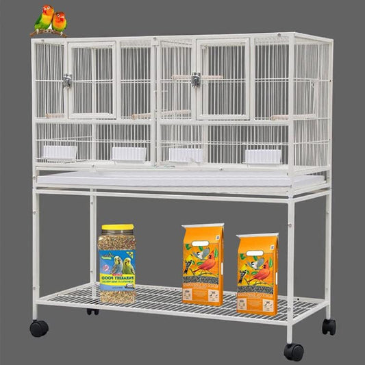 1/2/3-Combo Stacker Center Divided Breeder Breeding Bird Flight Double Rolling Cage for Aviaries Canaries Cockatiels Lovebirds Finches Budgies Small Parrots