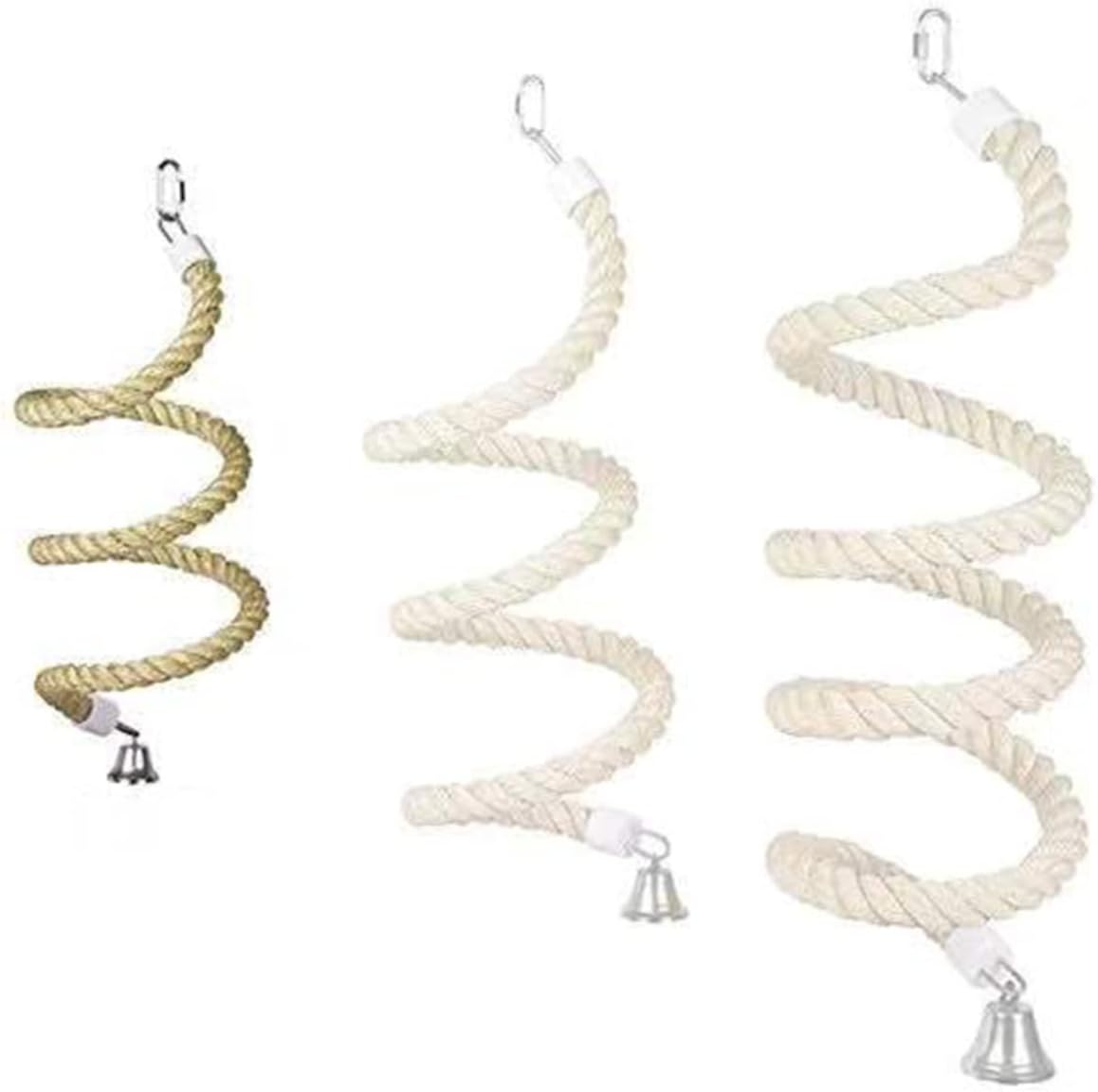 Bird Spiral Rope Perch, Bird Hemp Rope Swing Perch, Bird Cage Stand Pole Accessories, Bird Standing Climbing Toy for Parrot Parakeet Budgies Lovebirds Cockatiels (Medium)