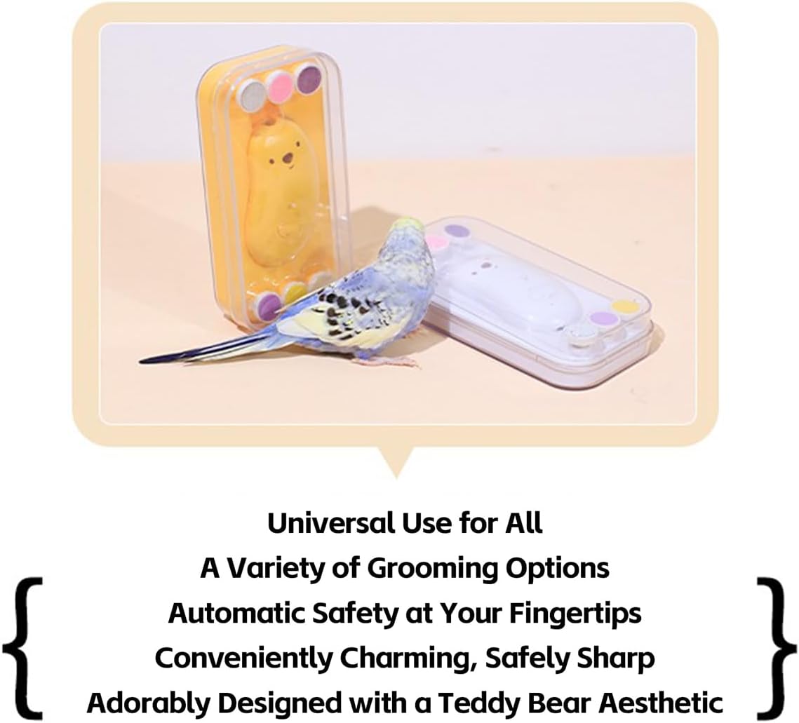 MANON ROSA Bird Nail Grinder, Bird Beak Grinder- Safe and Quiet Bird Nail Care Tool, Complete Grooming Kit for Parrots Conures Cockatiels Finches Parakeets, Premium Beak Maintenance (Yellow)