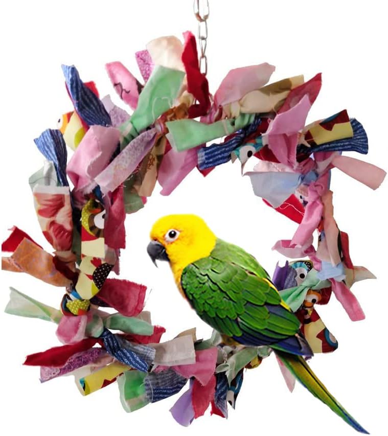 Litewoo Parrot Swing Toy Chewing Garland Toy Pendant Beautifully Decorated for Bird Parakeet Cockatiel Canary Macaw Budgie Lovebirds Conures Finches