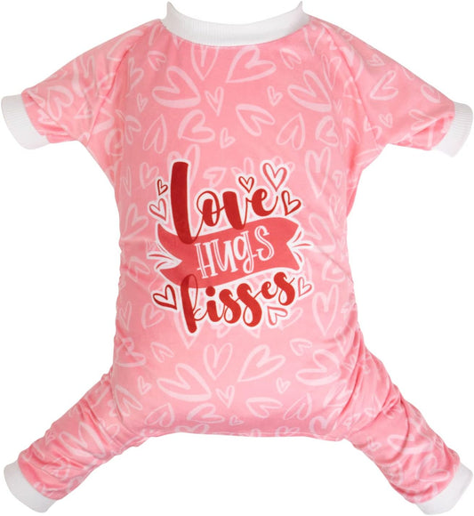 CuteBone Dog Valentine's Day Pajamas Puppy Onesies Small Dogs Soft Pjs Coat Cat Apparel Comfy Pet Clothes Outfit Doggie Bodysuit P273M