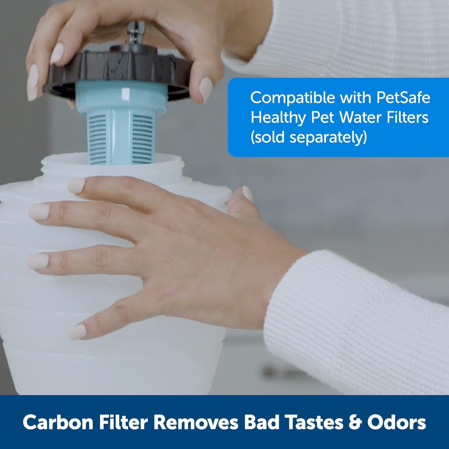 PetSafe Healthy Pet Water Station - Small, 64 oz Capacity - Gravity Pet Water Fountain, Automatic Cat Water Fountain, Dog Water Fountain, Water Dispenser - Removable Stainless Steel Bowl Included