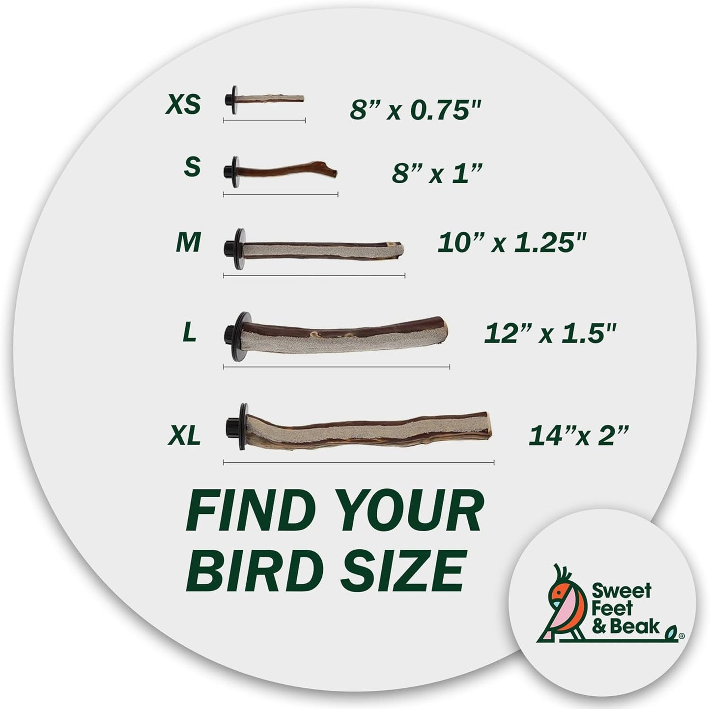 Superoost Manzanita Pumice Pedicure Perch- Easy to Install Bird Cage Accessories for Healthy Feet, Nails and Beak - Natural Bird Perches Imitates Birds' Life in The Wild - M 10"