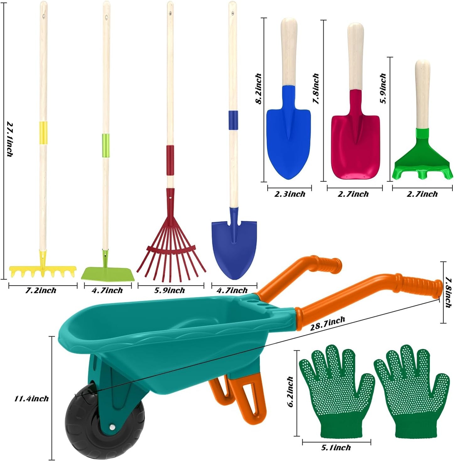 Kids Gardening Tools Outdoor Toys Set Backyard Play with Wheelbarrow Educational STEM Learning Pretend Toys Outdoor Indoor for Toddlers Kids Boys Girls