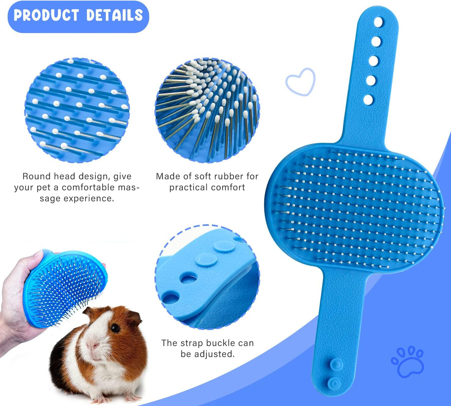 Pet Grooming Kit with Slicker Brush Bath Massage Glove Brush Pet Shedding Comb Nail Clipper Trimmer 6 Piece Set for Rabbit Kitten Guinea Pig Cat Chinchilla Ferret Small Animals
