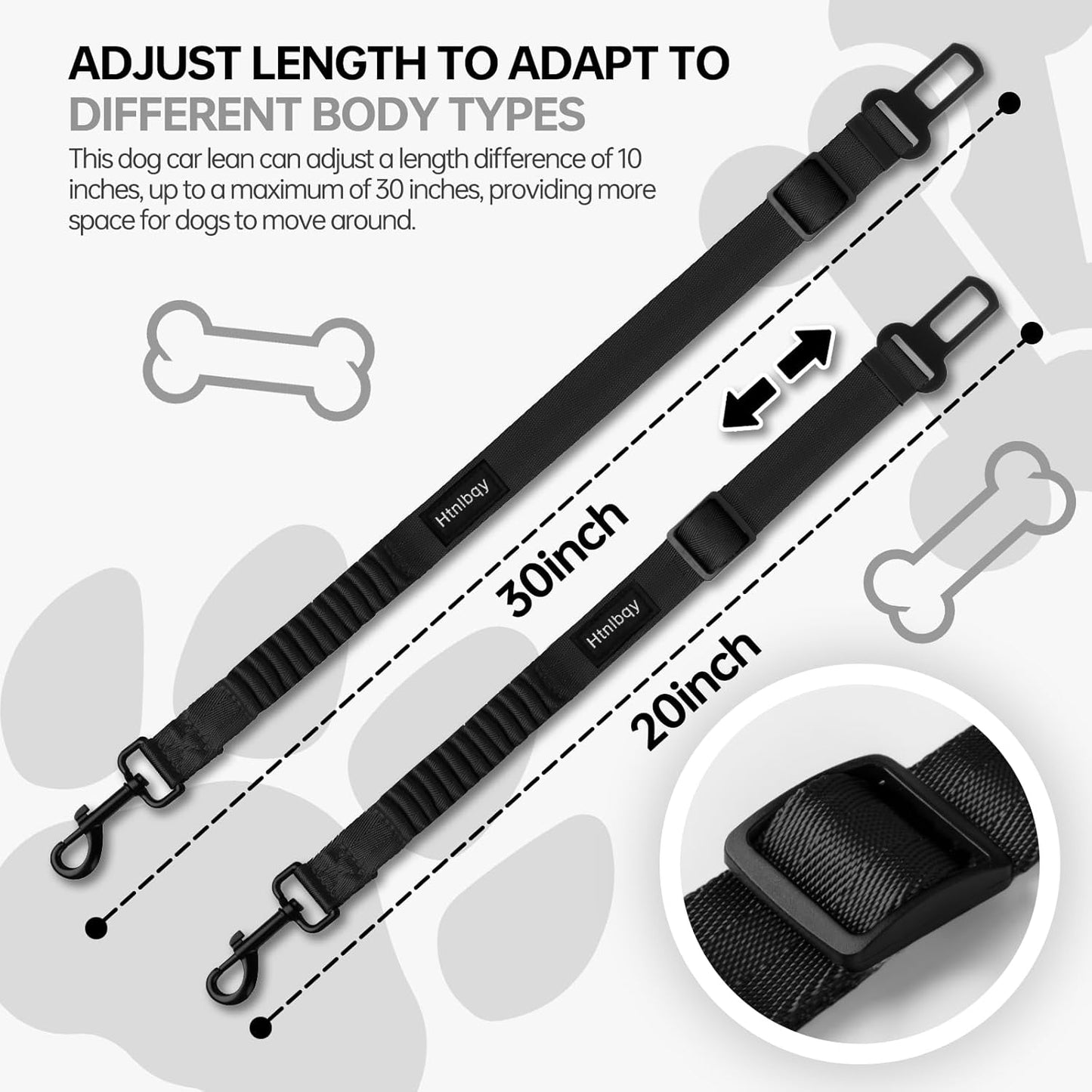 Thickened Dog Seat Belt for Car, 3 Pack Set Retractable Dog Car Leash Adjustable Dog Seat Belt for Vehicle Nylon Pet Safety Seat Belts Heavy Duty & Elastic,Seat Belt for Large Dogs in Car, Black