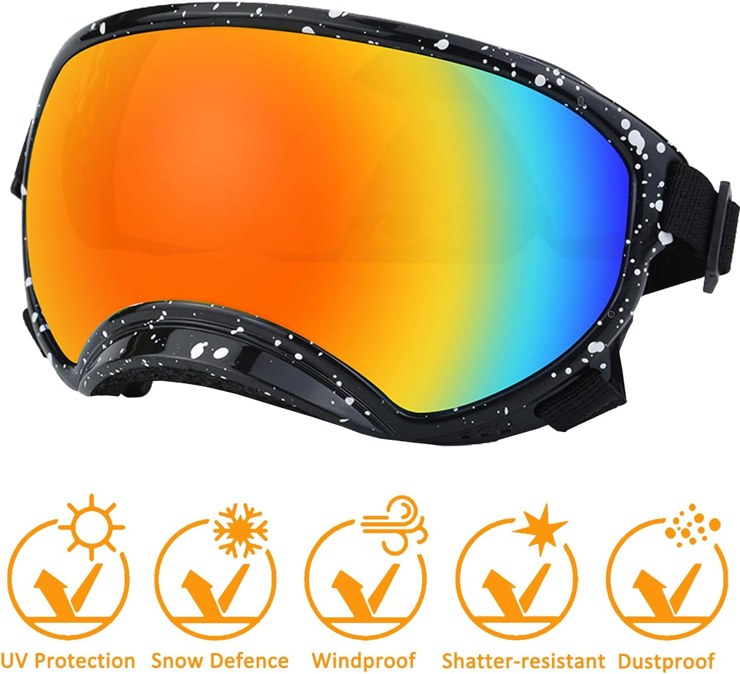 Large Dog Sunglasses with Adjustable Strap UV Protection, Winproof Dog Puppy Sunglasses, Suitable for Medium-Large Dog Pet Glasses, Dogs Eyes Protection，Soft Dog Goggles