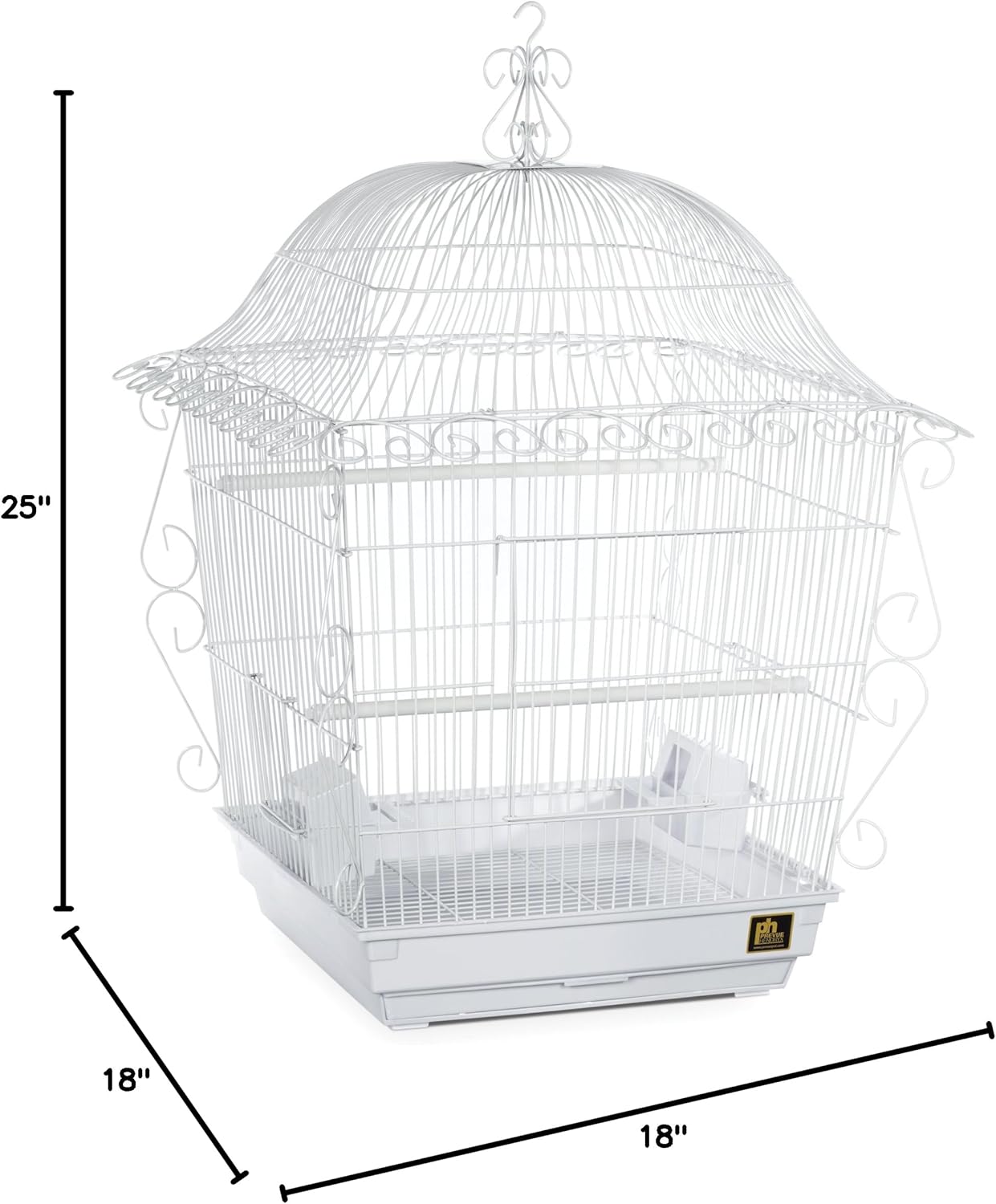 Prevue Pet Products Jumbo Scrollwork Bird Cage 220W White, 18-Inch by 18-Inch by 25-Inch