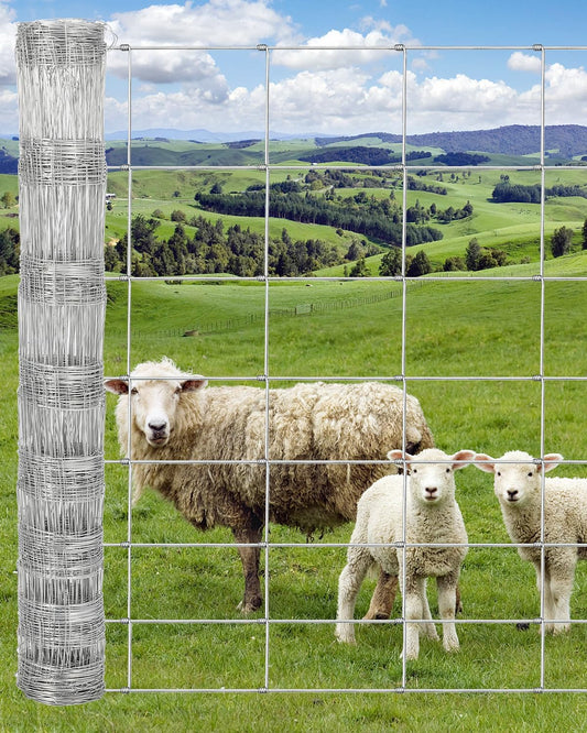 Cattle Farm Fence, 4ft x 328ft Galvanized Wire Fencing for Goat Deer Hog Yard Livestock Animals Protection