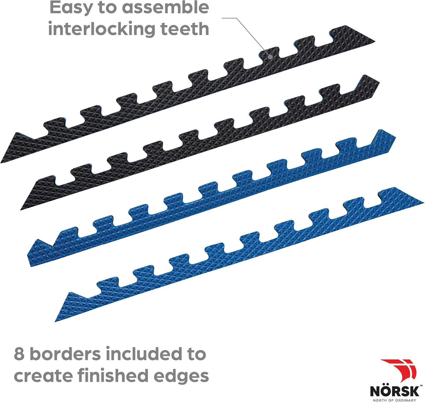 Norsk Reversible Gym Exercise Mats 3/4" Thick EVA Interlocking Foam Tiles, Perfect Gym Flooring for Home Gym,12 Tiles & 24 Trim Pieces, 48 Sq. Ft. Reversible, Dazzling Blue/Black