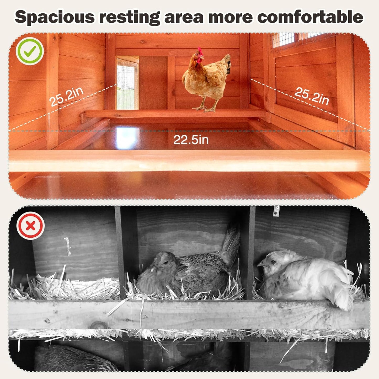 Chicken Coop for 4-6 Chickens Outdoor Wooden Hen House Poultry Pet Hutch for Backyard w/Run Cage & Nesting Box