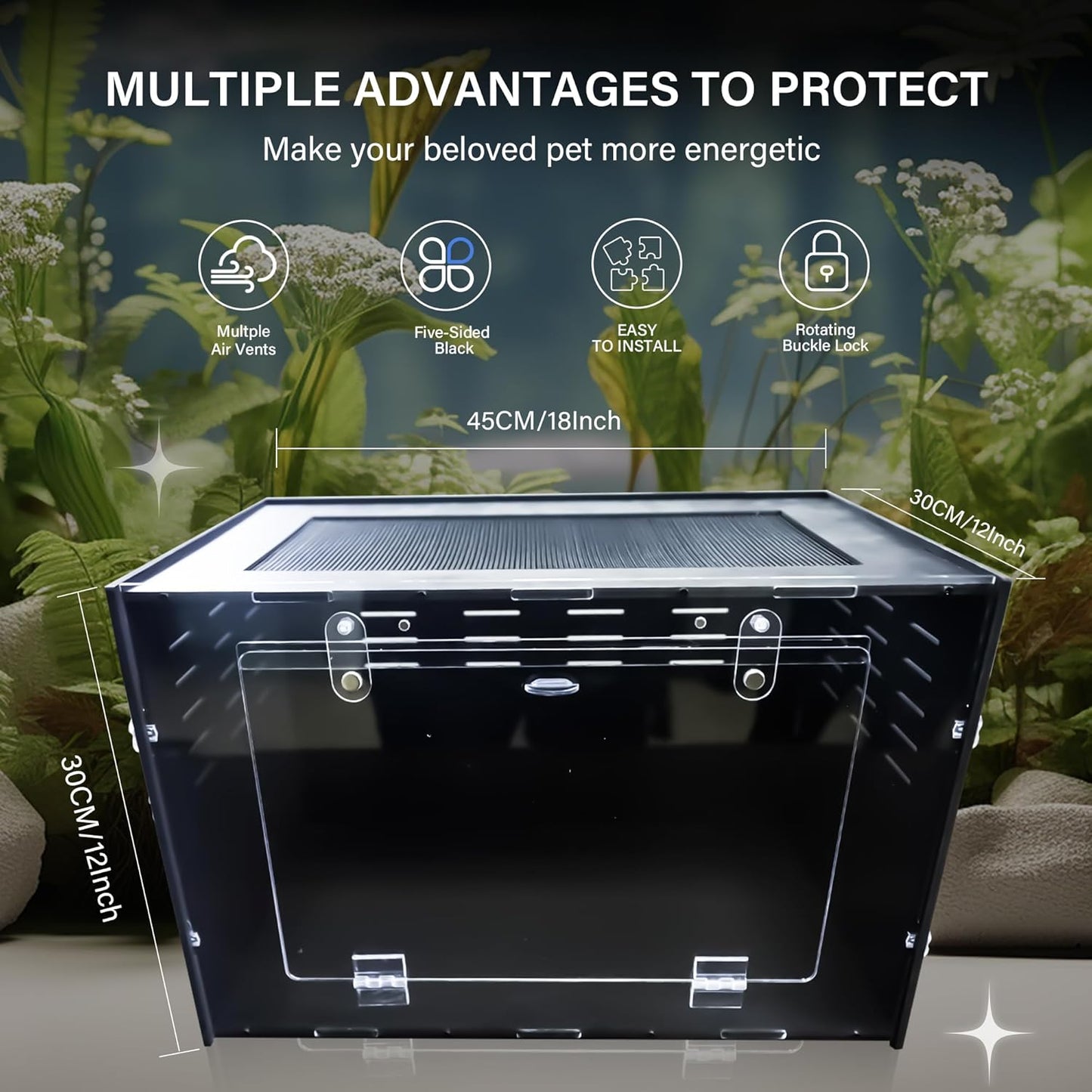 10 Gallon Reptile Tank – Reptile Enclosure for Leopard Geckos, Snakes & Bearded Dragons – Lizard Tank, Hermit Crab & Gecko Habitat