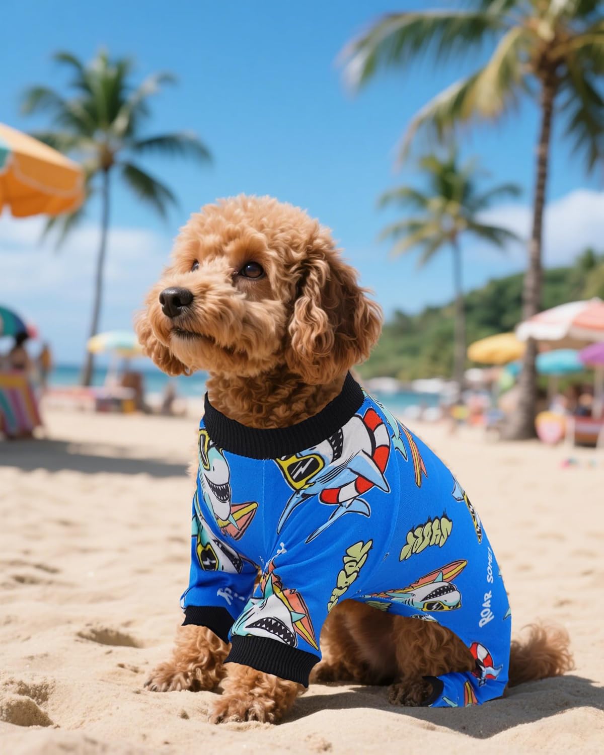 PET SHOW 4 Pack Small Dog Pajamas for Doggies Boy Dinosaur Shark Soft Stretchy PJs Plaid Jumpsuit Puppy Cats Paw Onesies Outfits with Sleeve Pets Breathable Summer Clothes Costume S