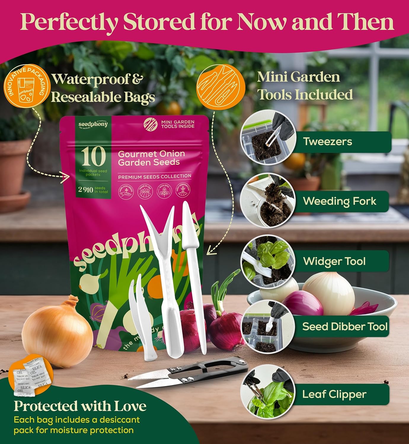 10 Gourmet Onion Seeds for Planting Variety Pack - 2,900+ Non-GMO Heirloom Vegetable Seeds for Growing Indoor & Outdoor: Red Burgundy, Leek, Walla Walla, Grano White & Yellow Sweet Spanish